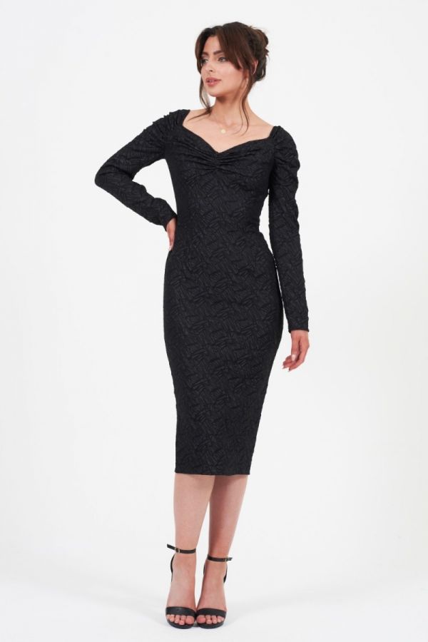 Bardot midi φόρεμα